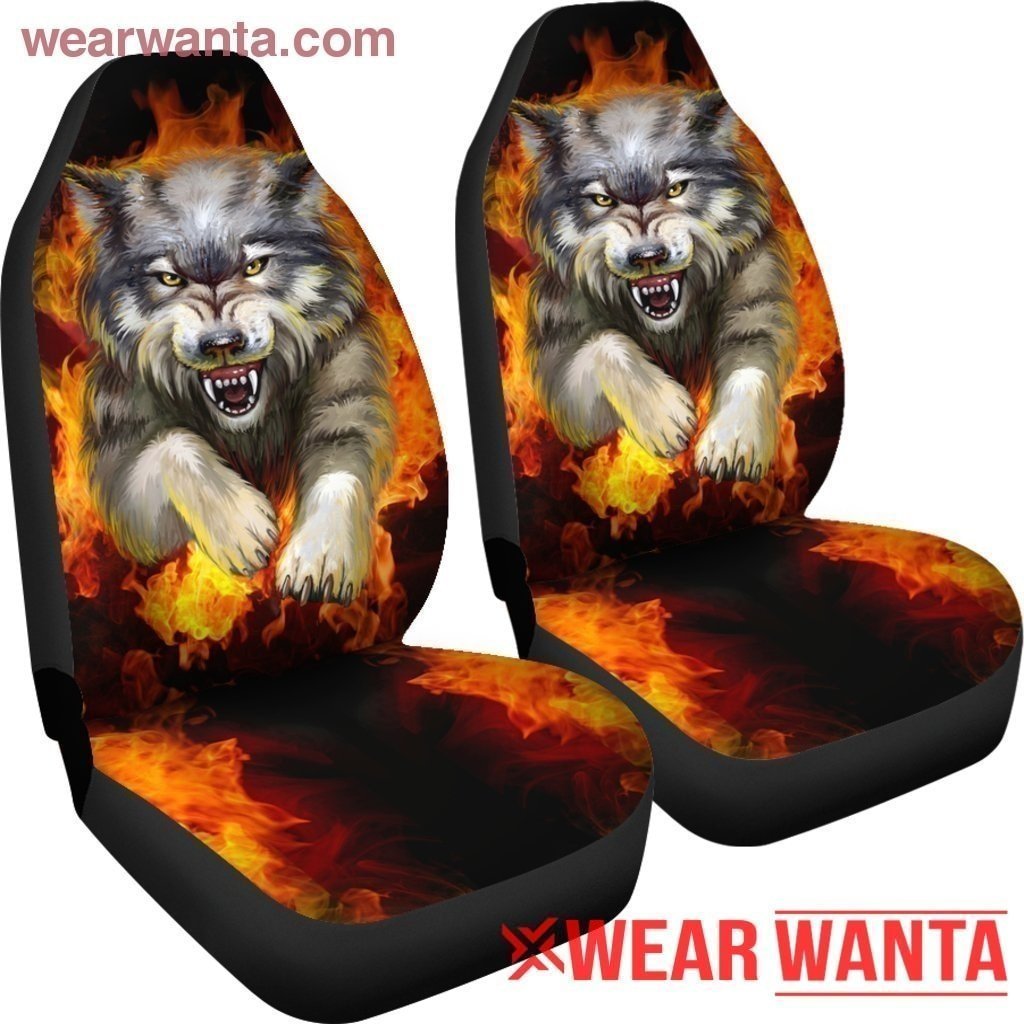 Angry Wolf On Fire Car Seat Covers Gift Idea-Gear Wanta