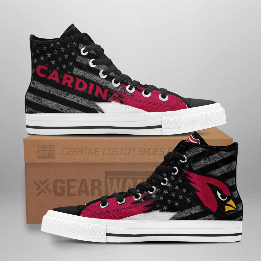 Arizona Cardinals High Top Shoes Custom American Flag Sneakers-Gear Wanta