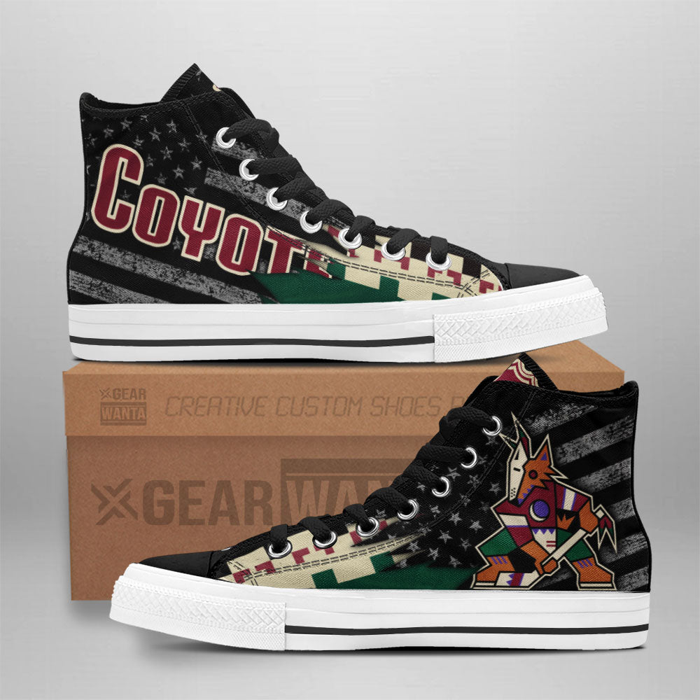 Arizona Coyotes High Top Shoes Custom American Flag Sneakers-Gear Wanta