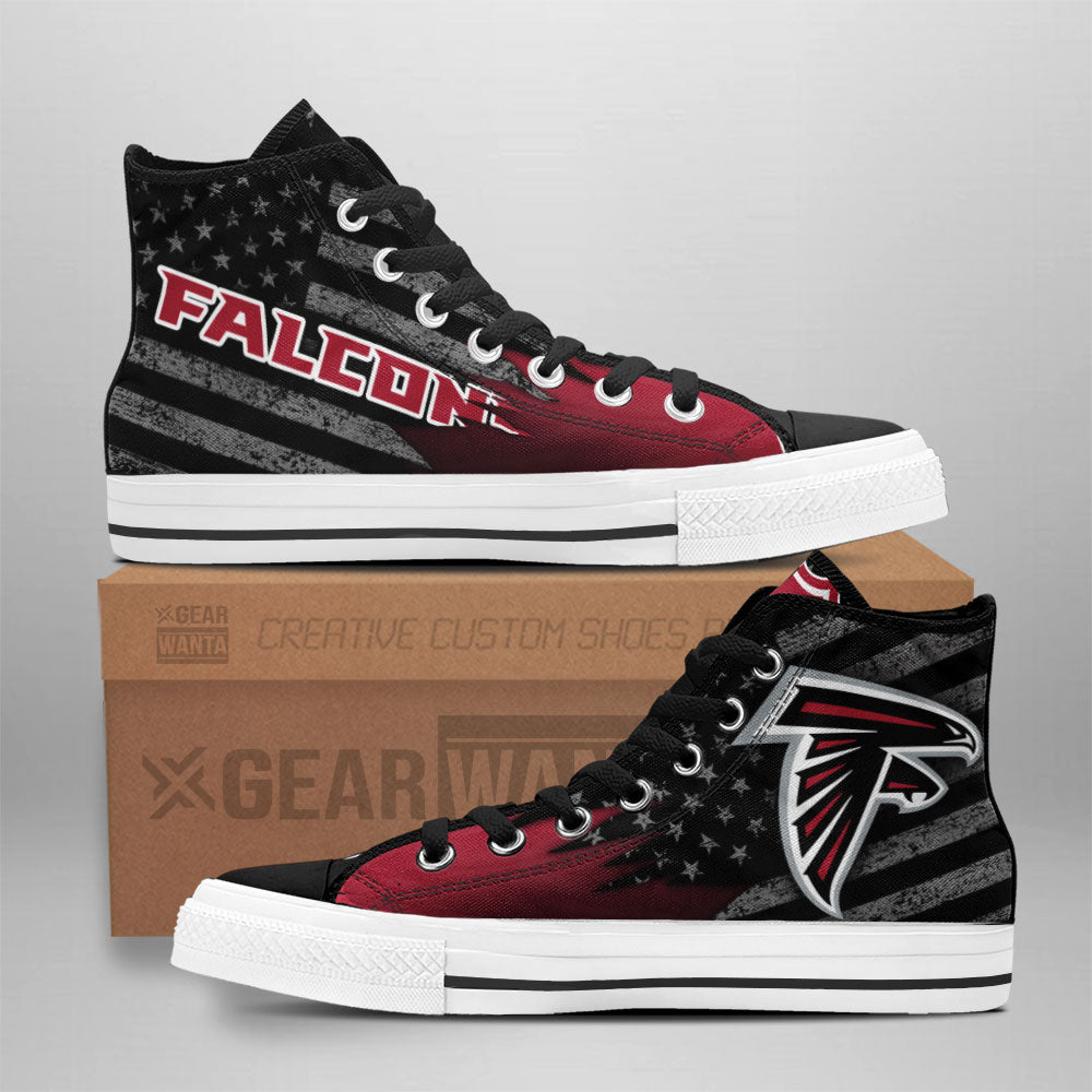 Atlanta Falcons High Top Shoes Custom American Flag Sneakers-Gear Wanta