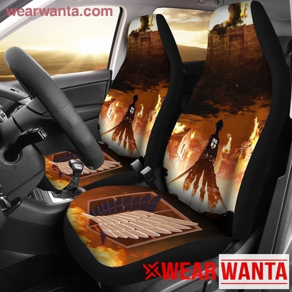 Attack On Titan On Fire Car Seat Covers LT03-Gear Wanta