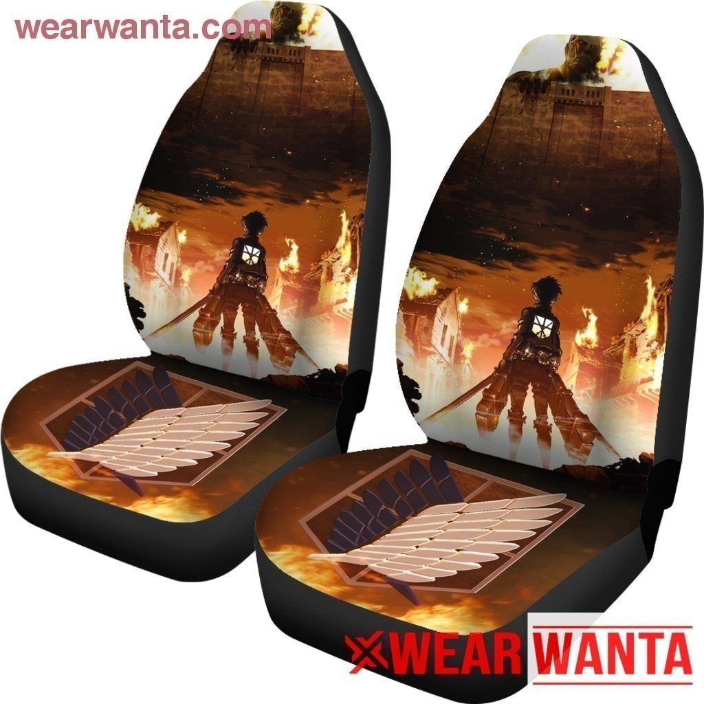 Attack On Titan On Fire Car Seat Covers LT03-Gear Wanta