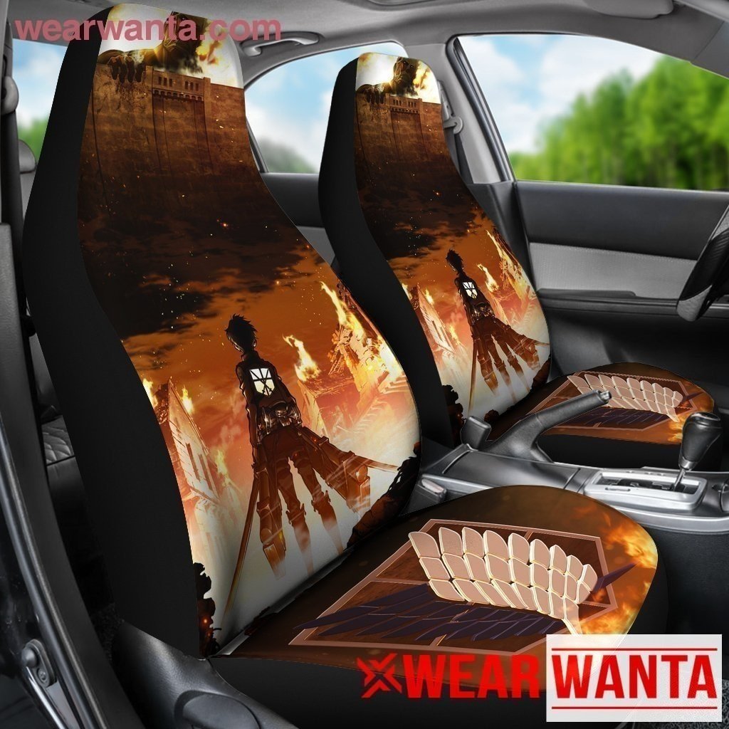 Attack On Titan On Fire Car Seat Covers LT03-Gear Wanta