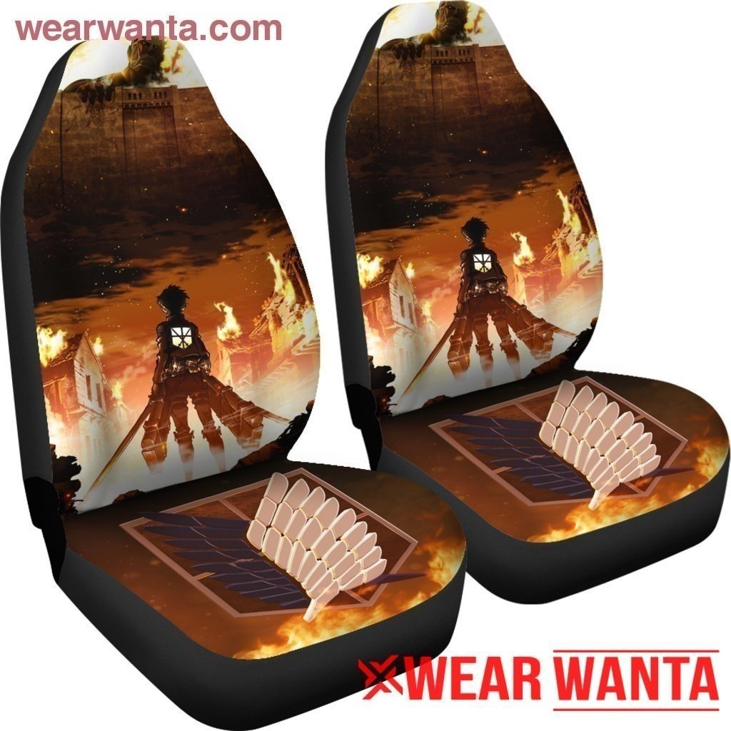 Attack On Titan On Fire Car Seat Covers LT03-Gear Wanta