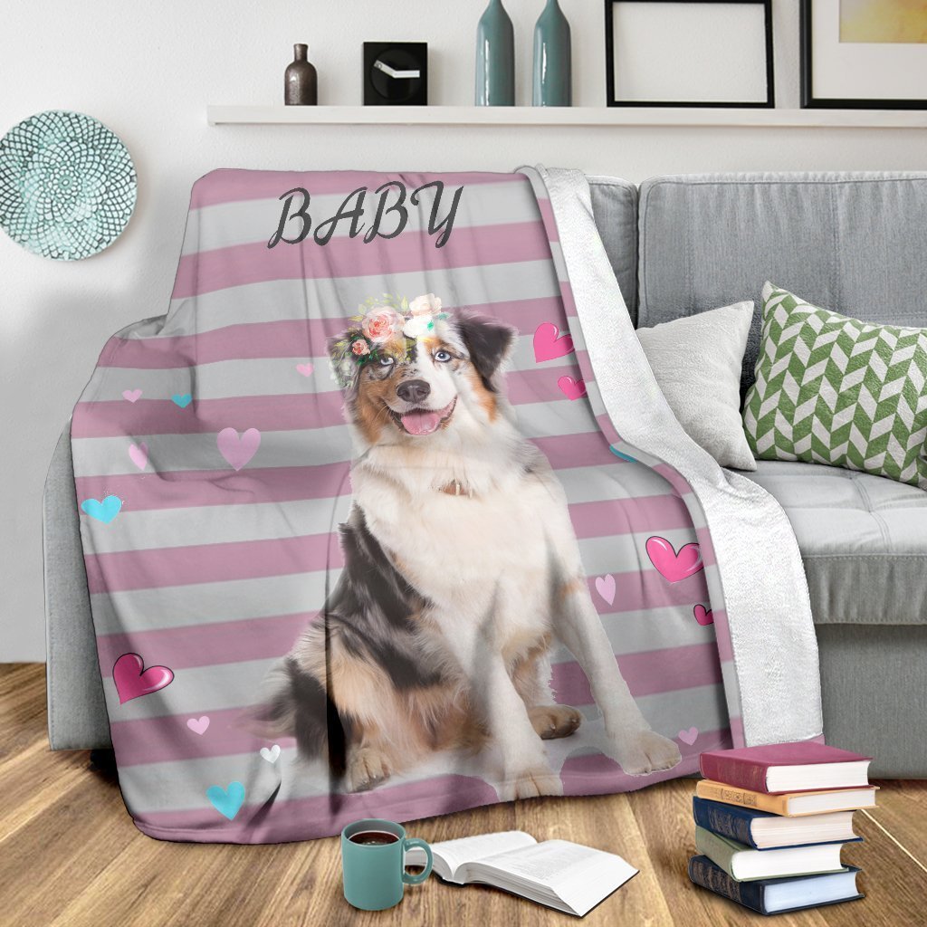 Australian Shepherd Dog Fleece Blanket Funny Goodnight Baby-Gear Wanta
