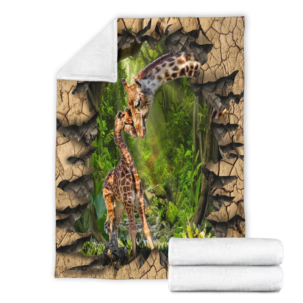 Baby And Mom Giraffe Fleece Blanket Gift Idea-Gear Wanta