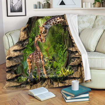 Baby And Mom Giraffe Fleece Blanket Gift Idea-Gear Wanta