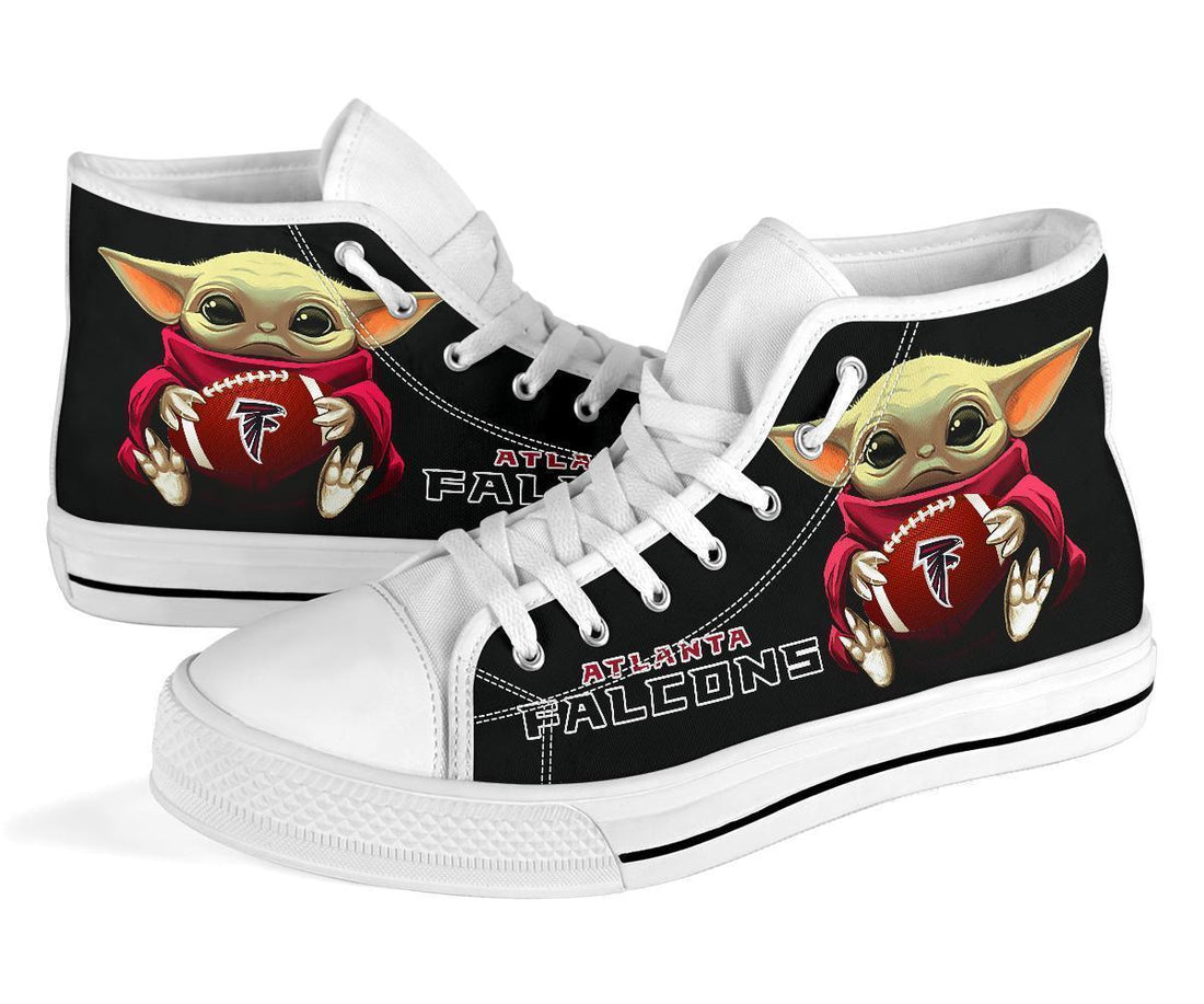 Baby Yoda Hug Falcons High Top Shoes Custom-Gear Wanta