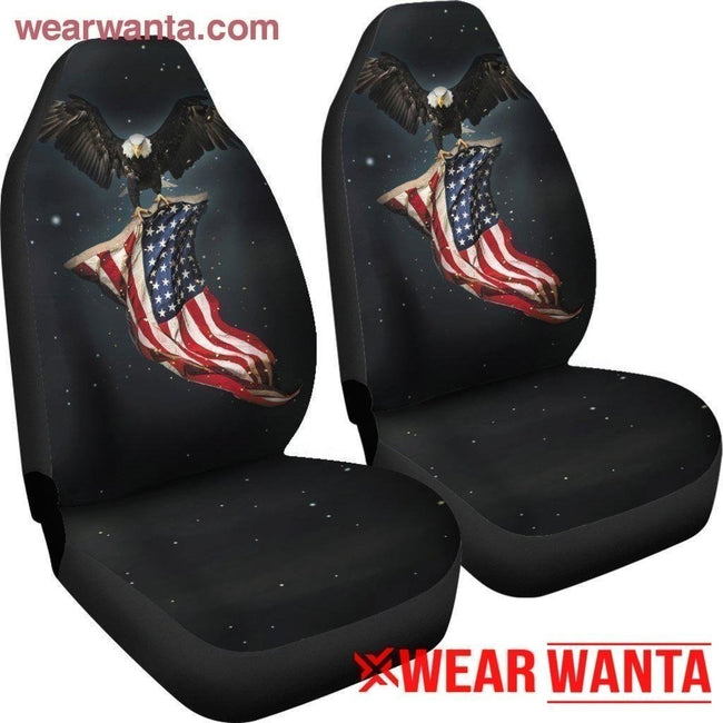 Bald Eagle US Flag Car Seat Covers Custom Patriotic Car Accessories-Gear Wanta