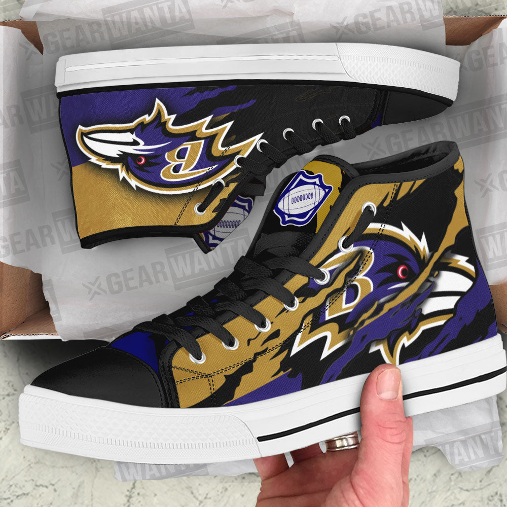 Baltimore Ravens High Top Shoes Custom For Fans-Gear Wanta