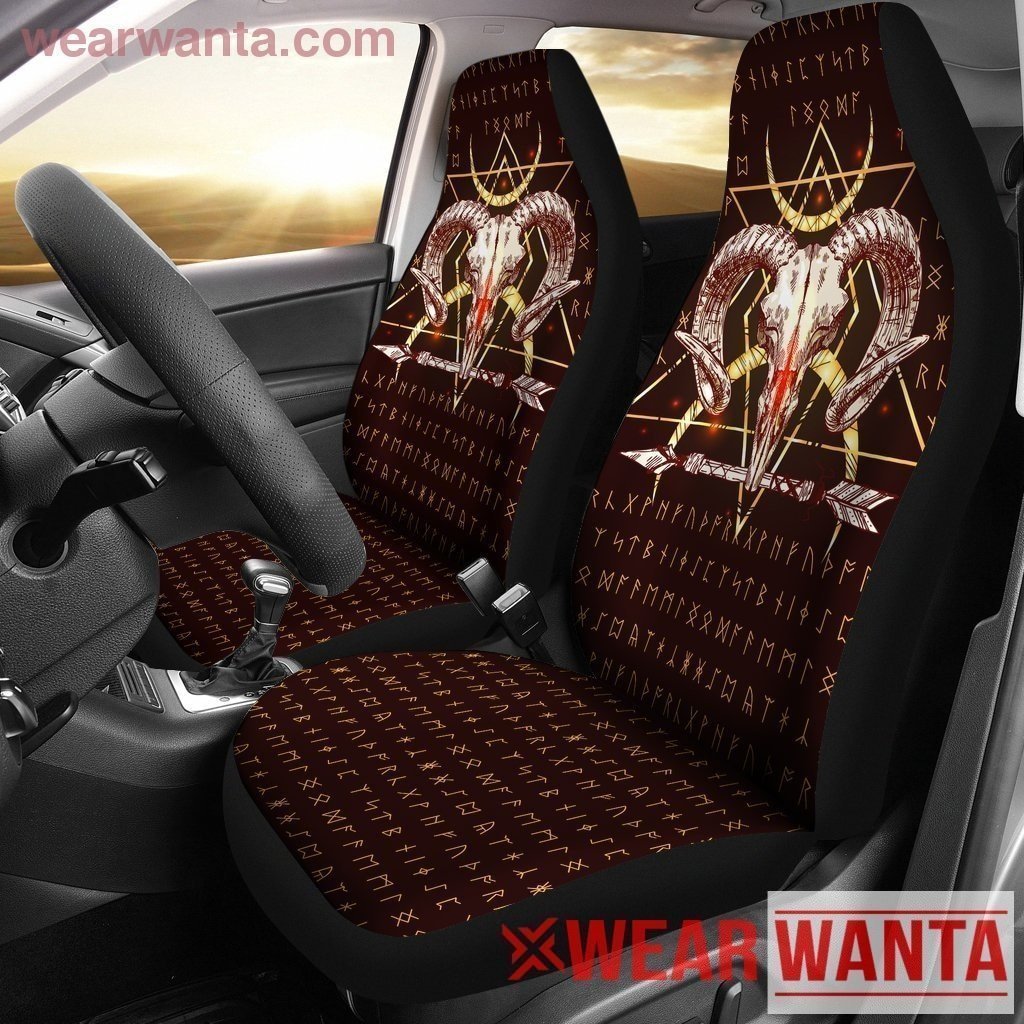 Baphomet Skull Car Seat Covers Viking Style NH1911-Gear Wanta