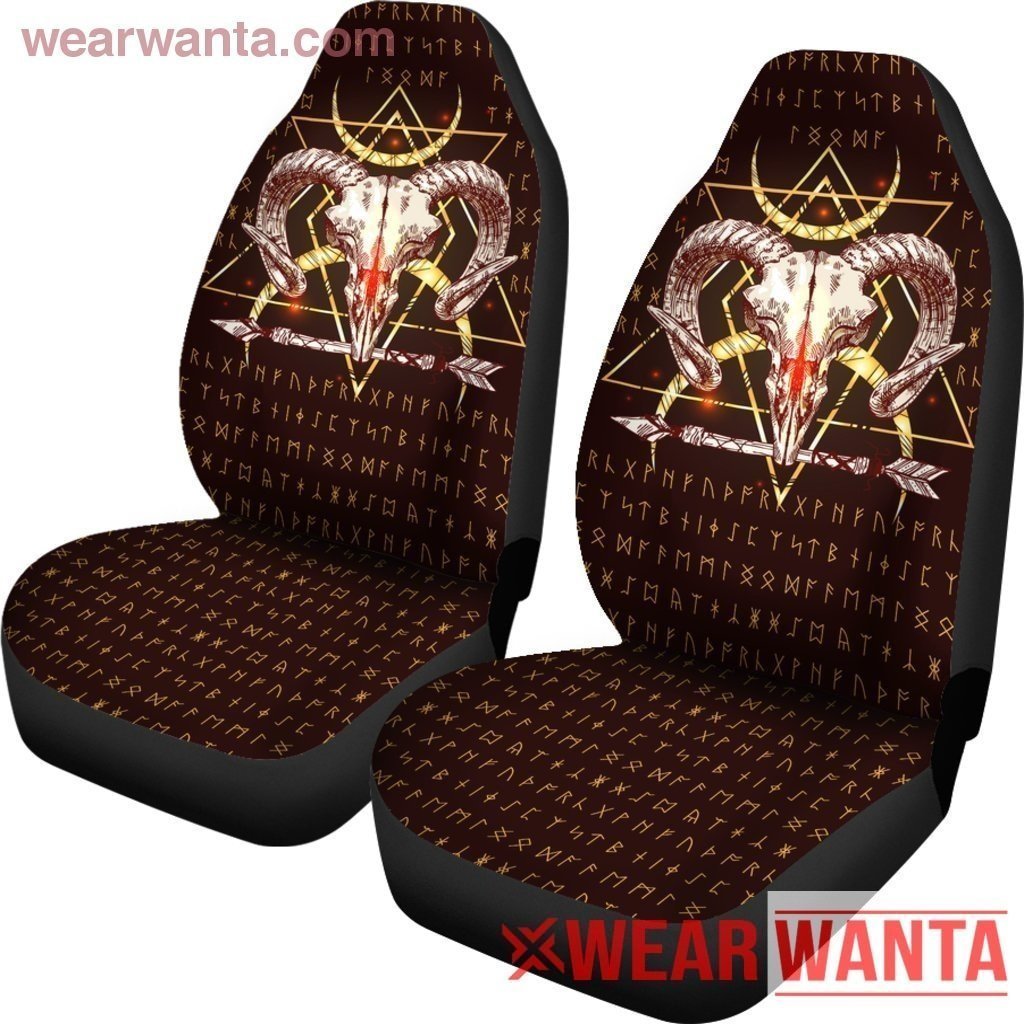 Baphomet Skull Car Seat Covers Viking Style NH1911-Gear Wanta