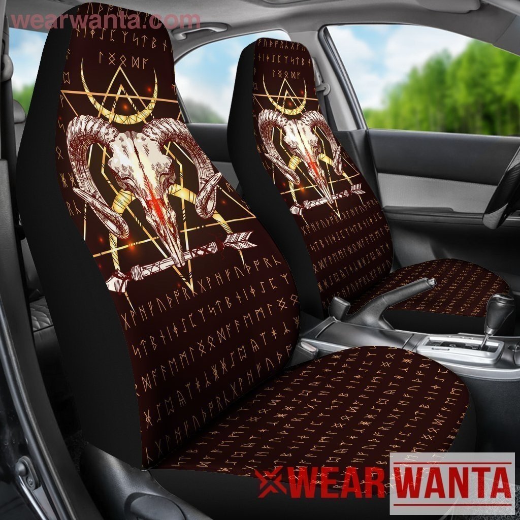 Baphomet Skull Car Seat Covers Viking Style NH1911-Gear Wanta