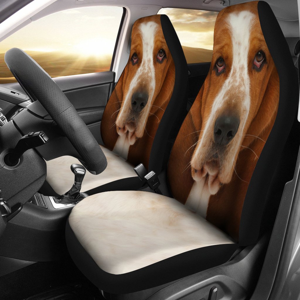 Basset Hound Car Seat Covers Funny Dog Face-Gear Wanta