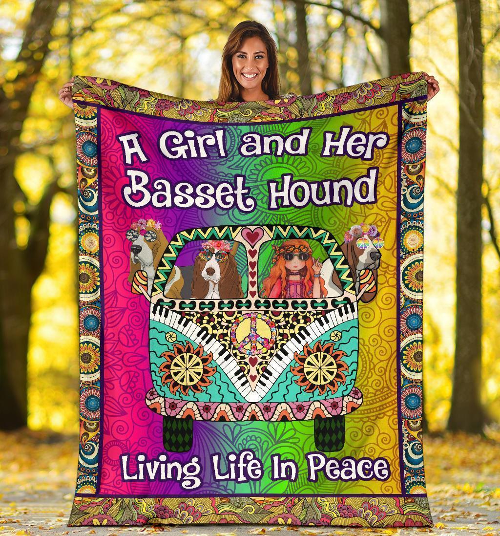 Basset Hound Dog Hippie Van Fleece Blanket-Gear Wanta