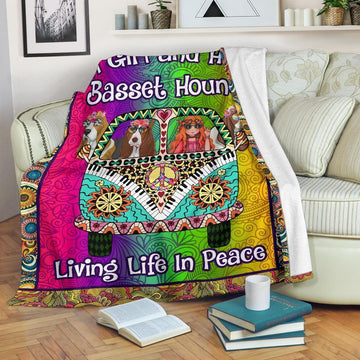 Basset Hound Dog Hippie Van Fleece Blanket-Gear Wanta
