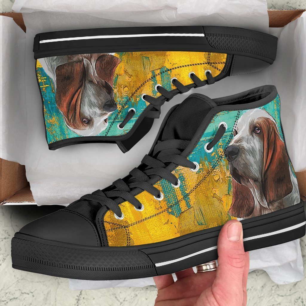 Basset Hound Dog Sneakers Colorful High Top Shoes-Gear Wanta
