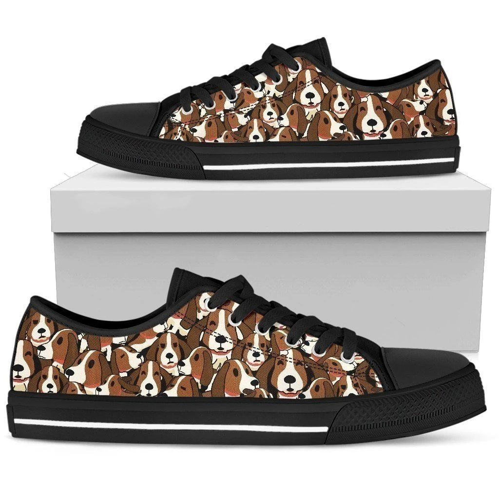 Basset Hound Women's Sneakers Low Top Shoes Dog Lover NH09-Gear Wanta