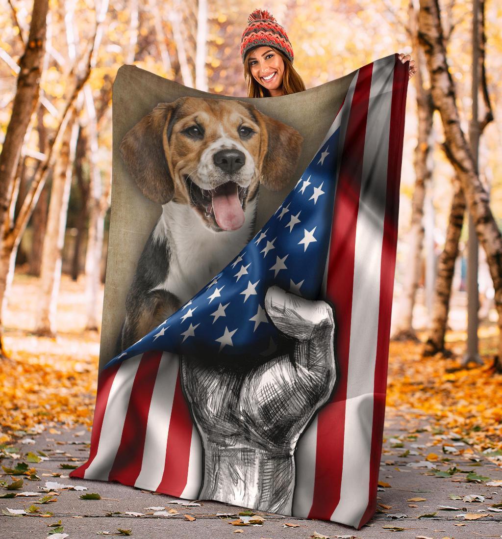 Beagle Dog Fleece Blanket American Flag For Beagle Dog Lover-Gear Wanta