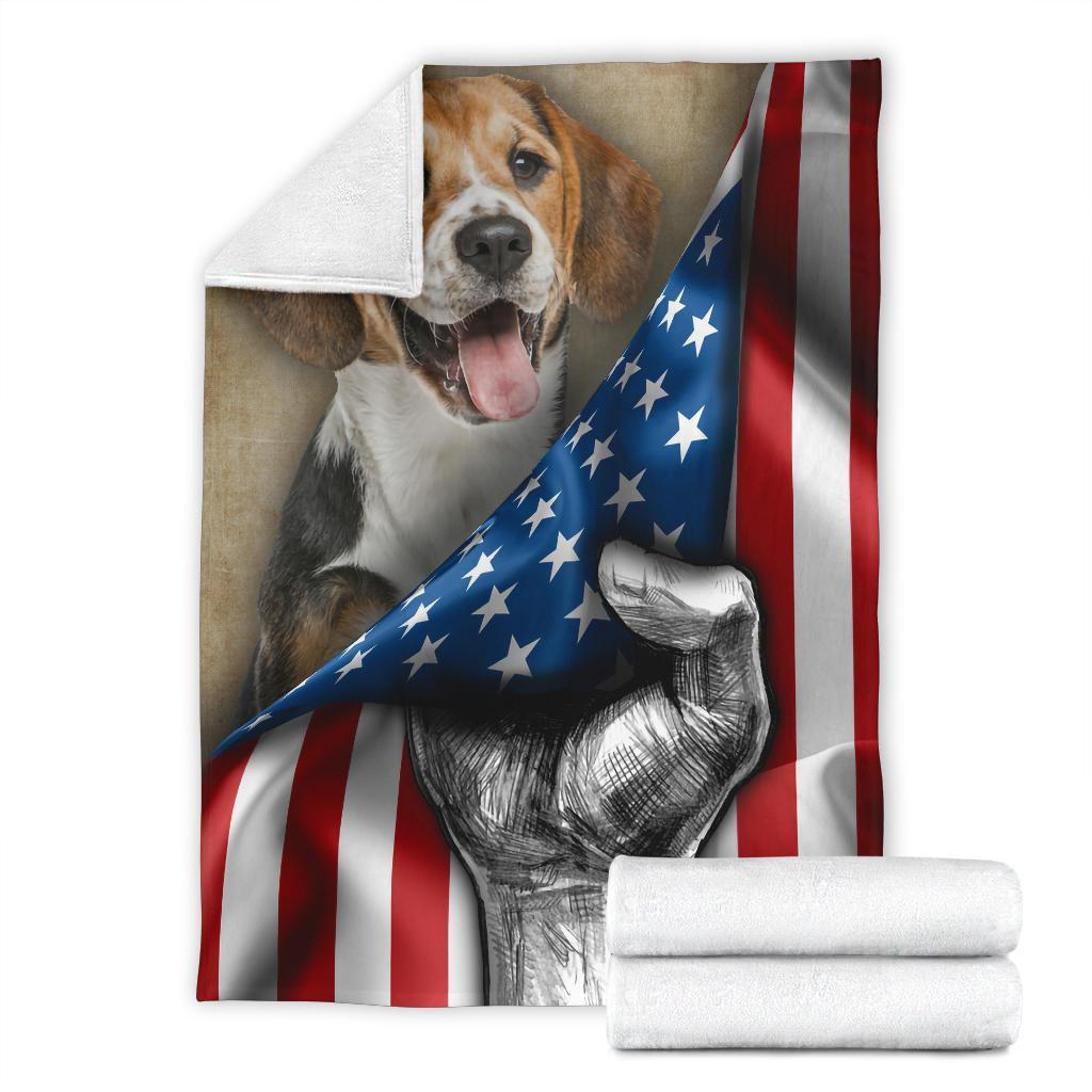 Beagle Dog Fleece Blanket American Flag For Beagle Dog Lover-Gear Wanta