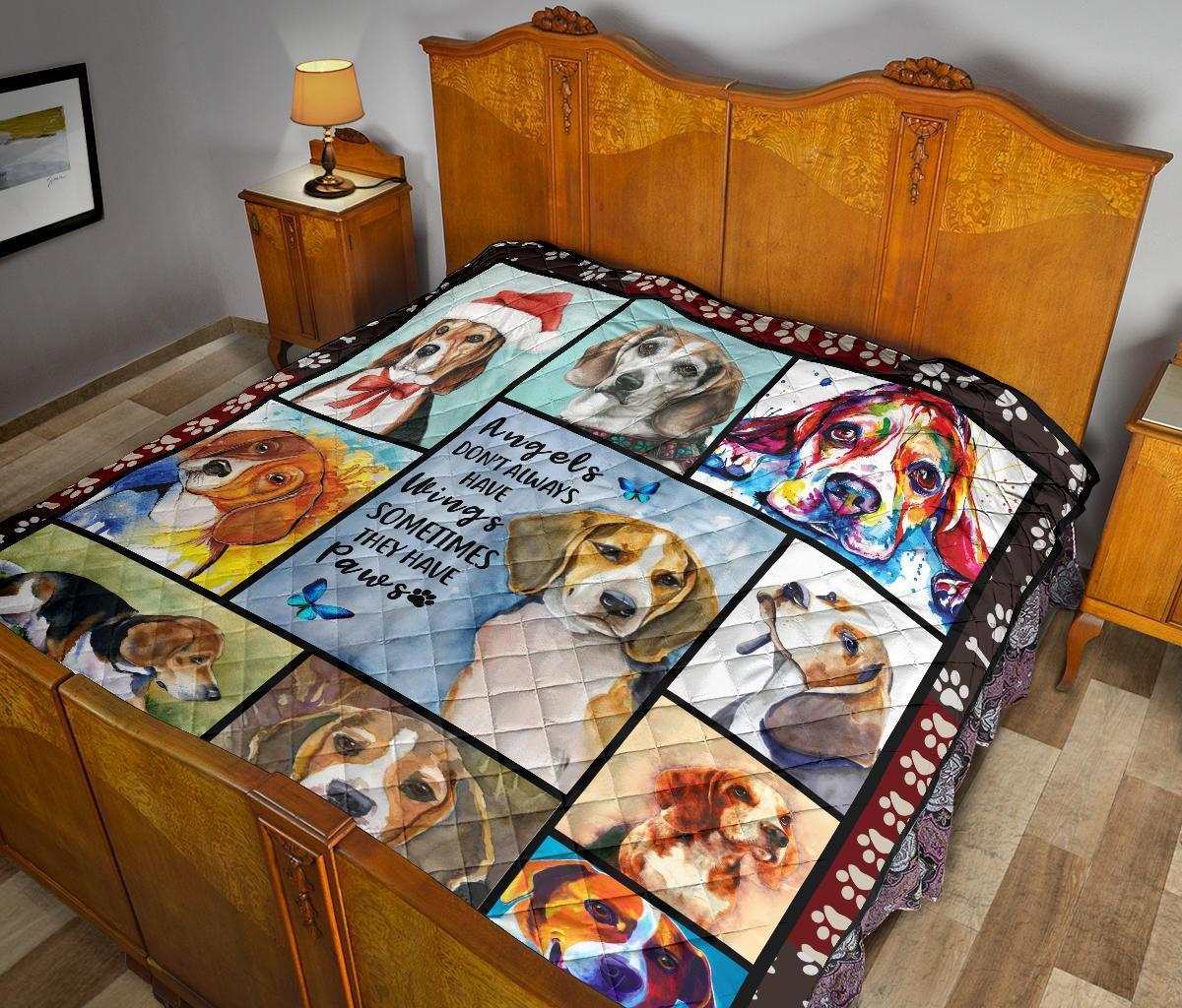 Beagle Dog Quilt Blanket Angels Sometimes Have Paws-Gear Wanta