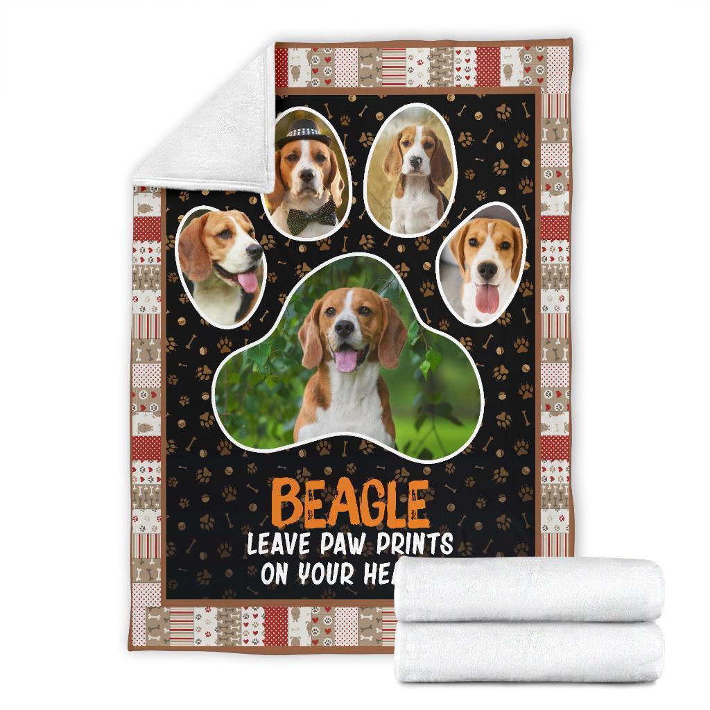 Beagle Leave Paw Prints On Your Heart Fleece Blanket-Gear Wanta