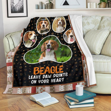 Beagle Leave Paw Prints On Your Heart Fleece Blanket-Gear Wanta