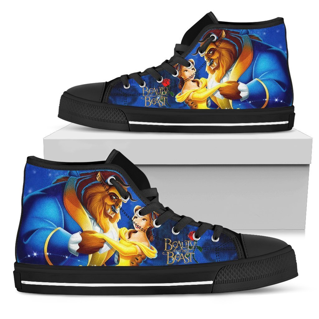 Beauty And The Beast Sneakers Couple High Top Shoes Gift Idea PT19-Gear Wanta