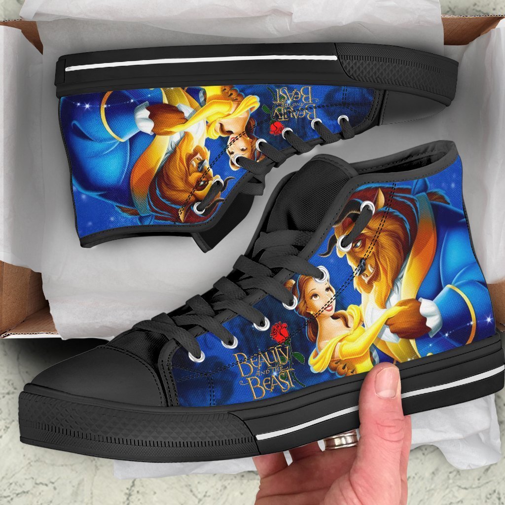 Beauty And The Beast Sneakers Couple High Top Shoes Gift Idea PT19-Gear Wanta