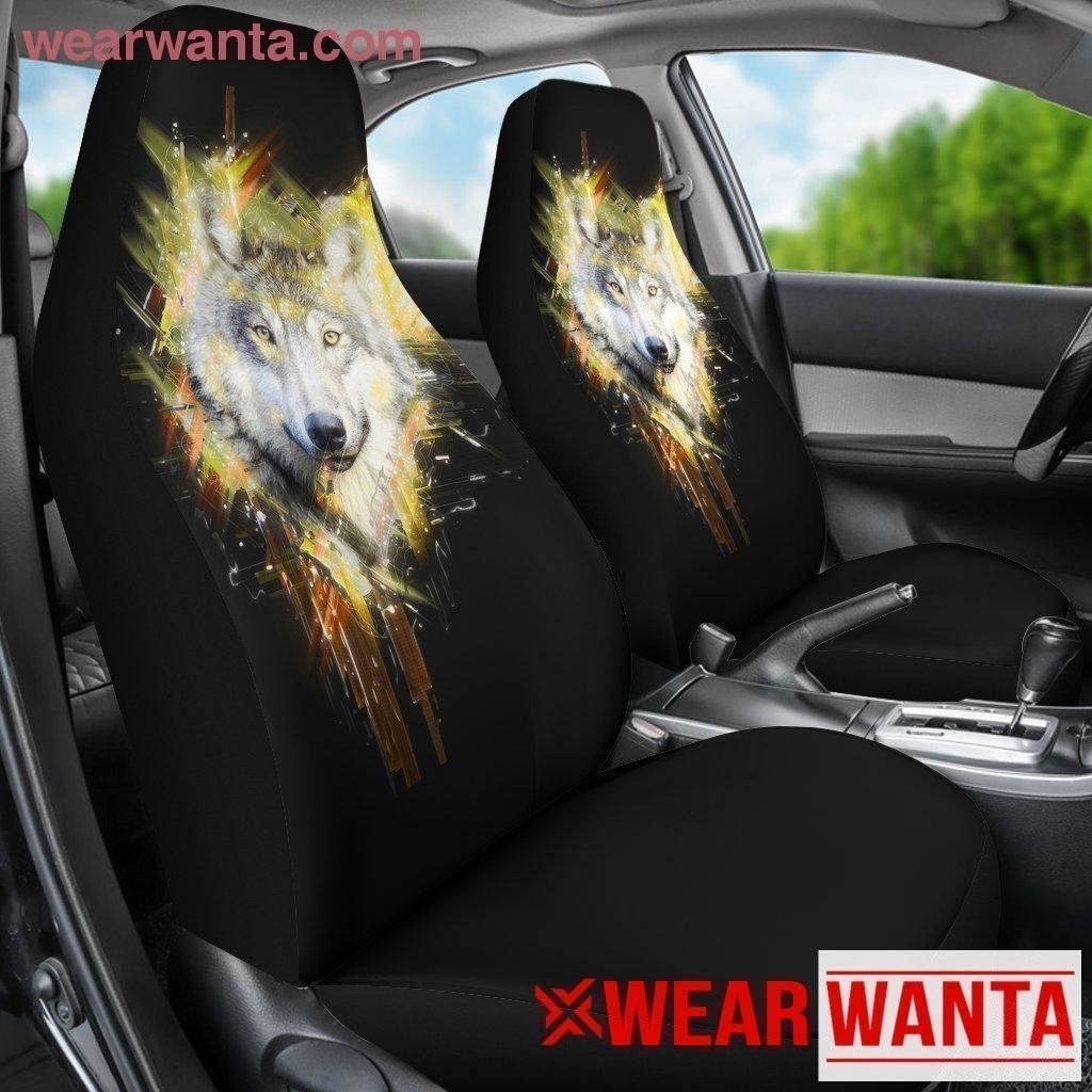 Beauty Wolf Car Seat Covers Custom Car Decoration For Wolf Lover-Gear Wanta