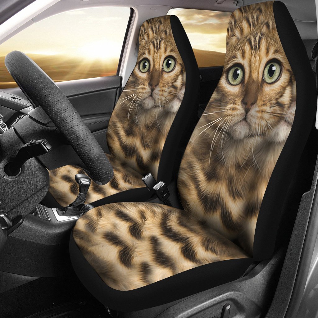 Bengal Cat Car Seat Covers Cute Cat Face-Gear Wanta