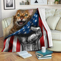 Bengal Cat Fleece Blanket American Flag-Gear Wanta