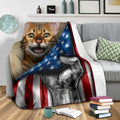 Bengal Cat Fleece Blanket American Flag-Gear Wanta