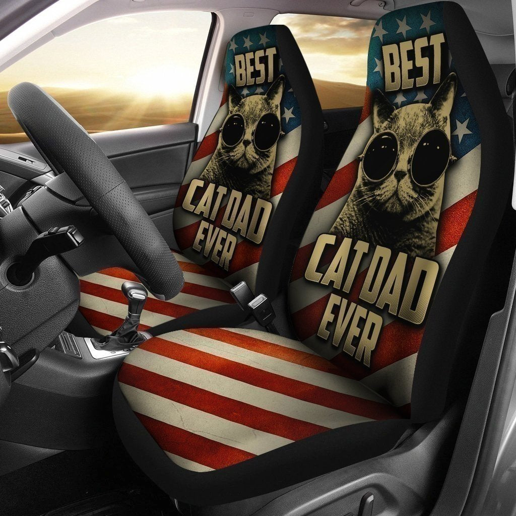 Best Cat Dad Ever Car Seat Covers Gift For Dad MN05-Gear Wanta