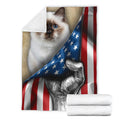 Birman Cat Fleece Blanket American Flag-Gear Wanta