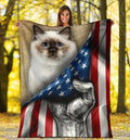 Birman Cat Fleece Blanket American Flag-Gear Wanta