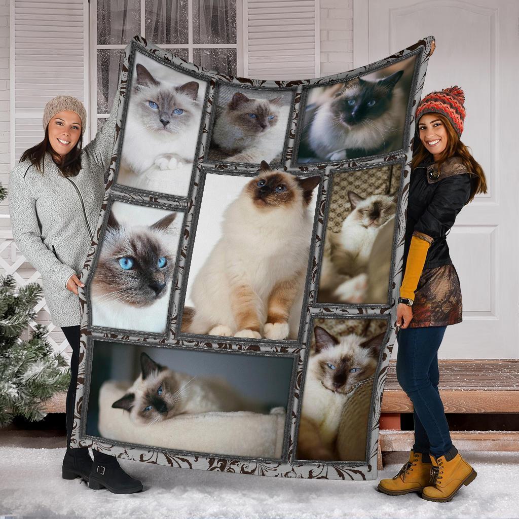 Birman Cat Fleece Blanket Cat Lover Funny-Gear Wanta