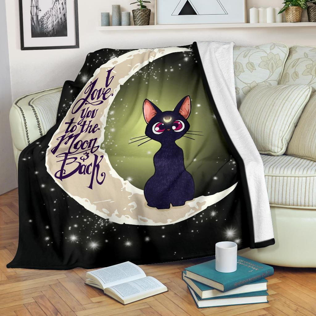 Black Cat Blanket Custom I Love You To The Moon And Back Home Decoration-Gear Wanta