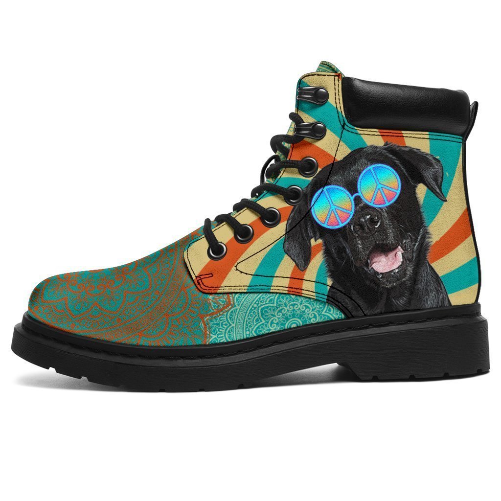 Black Labrador Dog Boots Shoes Hippie Style Funny-Gear Wanta