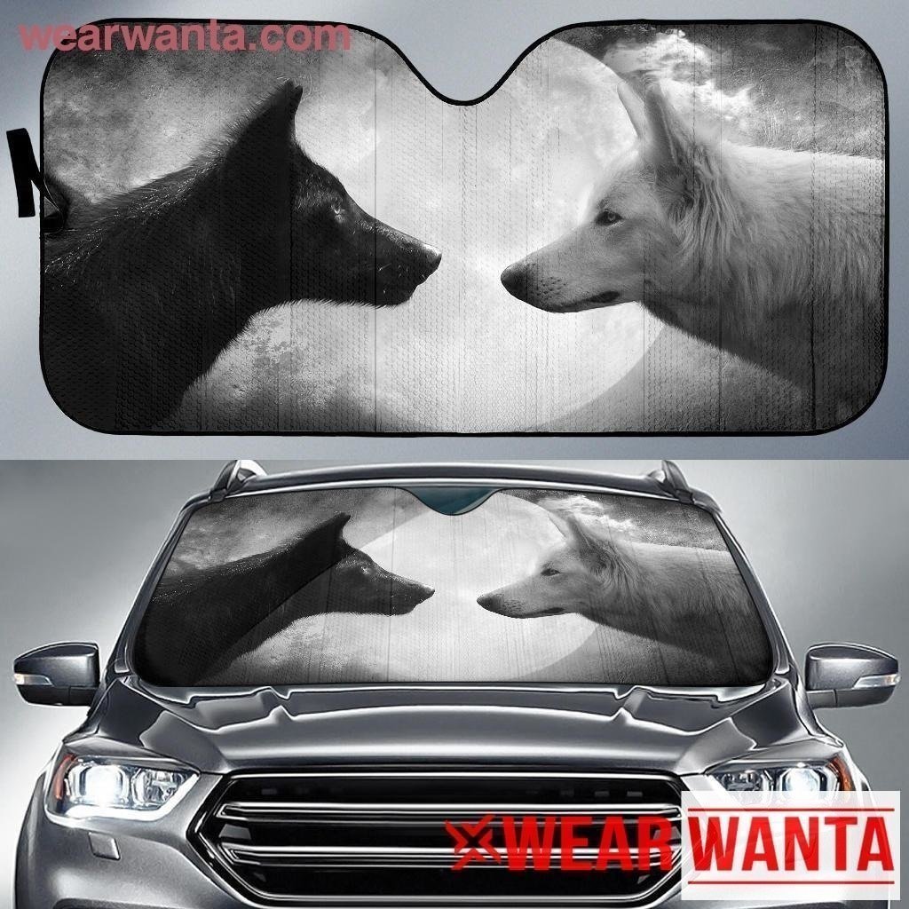 Black & White Wolf Car Sun Shade-Gear Wanta