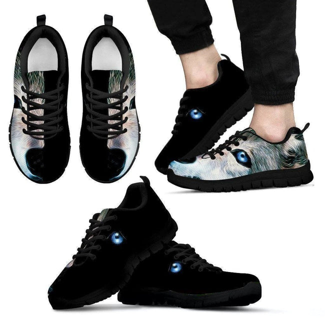 Black & White Wolf Sneakers Custom Design-Gear Wanta