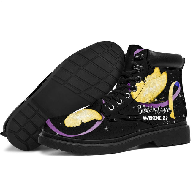 Bladder Cancer Awareness Boots Ribbon Butterfly Shoes-Gear Wanta