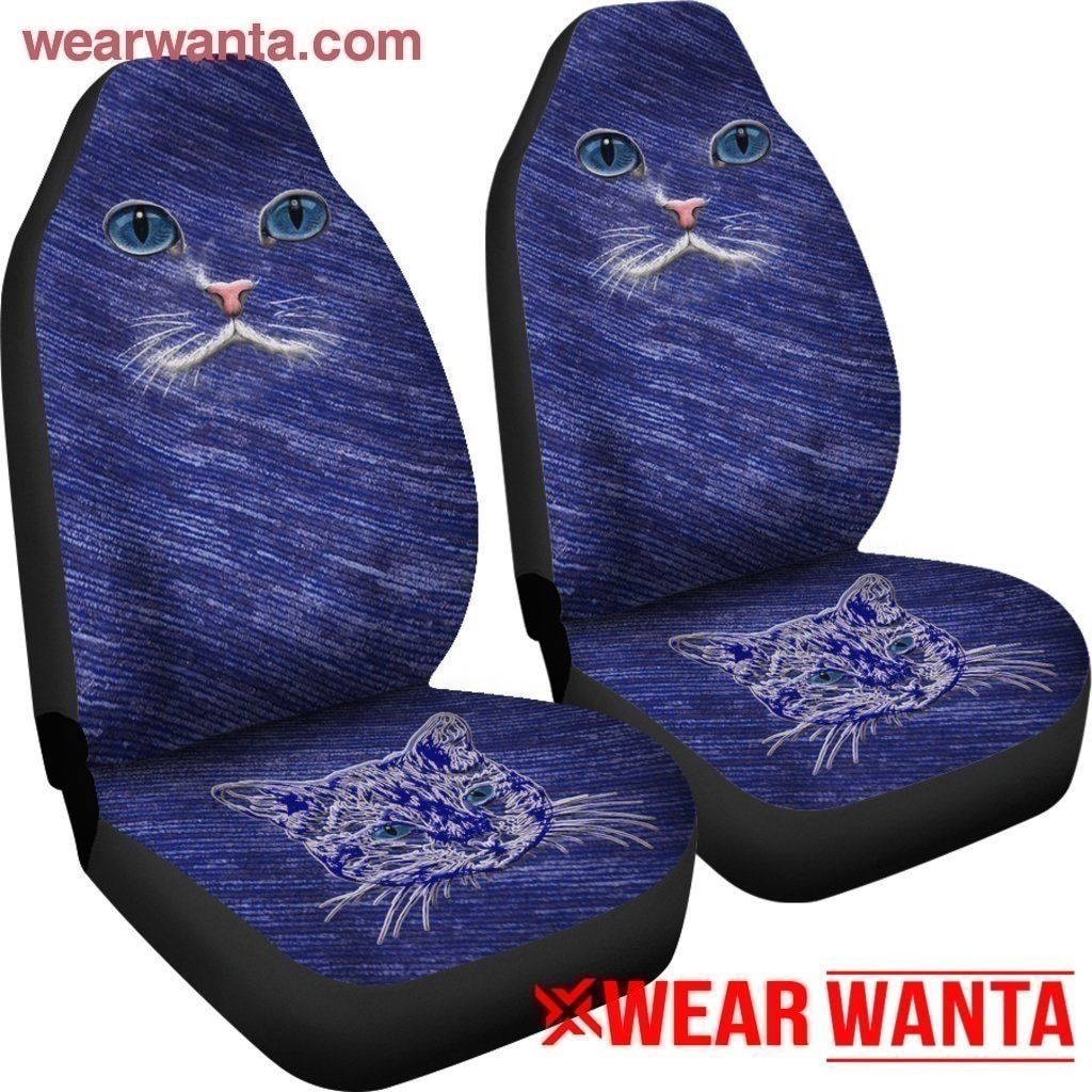 Blue Cat Eyes Car Seat Covers Amazing Gift Cat Lover-Gear Wanta