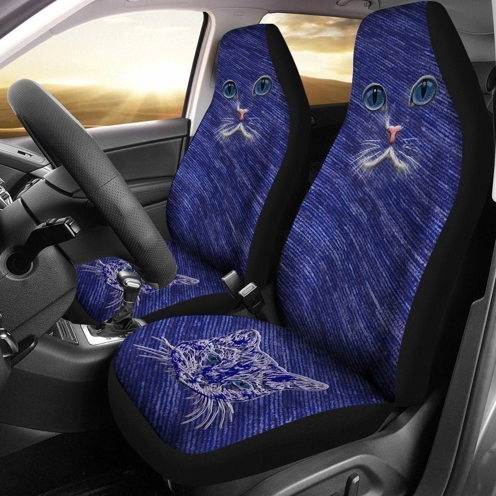 Blue Cat Eyes Car Seat Covers Amazing Gift Cat Lover-Gear Wanta