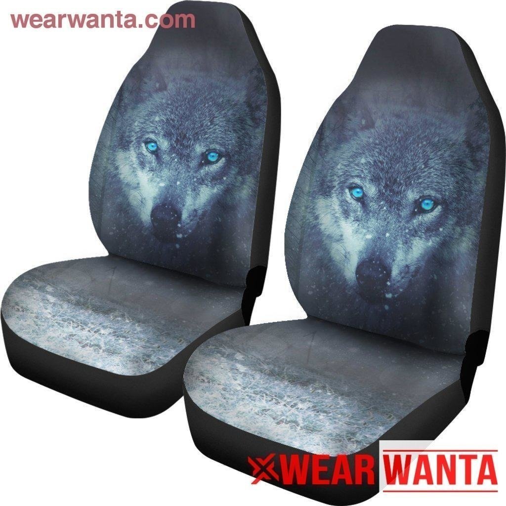 Blue Eyes Wolf Car Seat Covers Custom Car Decoration Accessories-Gear Wanta
