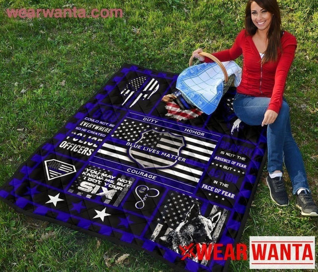 Blue Lives Matter Police Officer Quilt Blanket Gift Idea-Gear Wanta