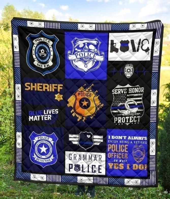 Blue Lives Matter Police Quilt Blanket Gift-Gear Wanta