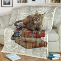 Book And Cat Lover Fleece Blanket For Cat Lover-Gear Wanta