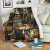 Bookshelf Cat Fleece Blanket For Cat And Book Lover-Gear Wanta