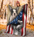 Boston Terrier Dog Fleece Blanket American Flag-Gear Wanta